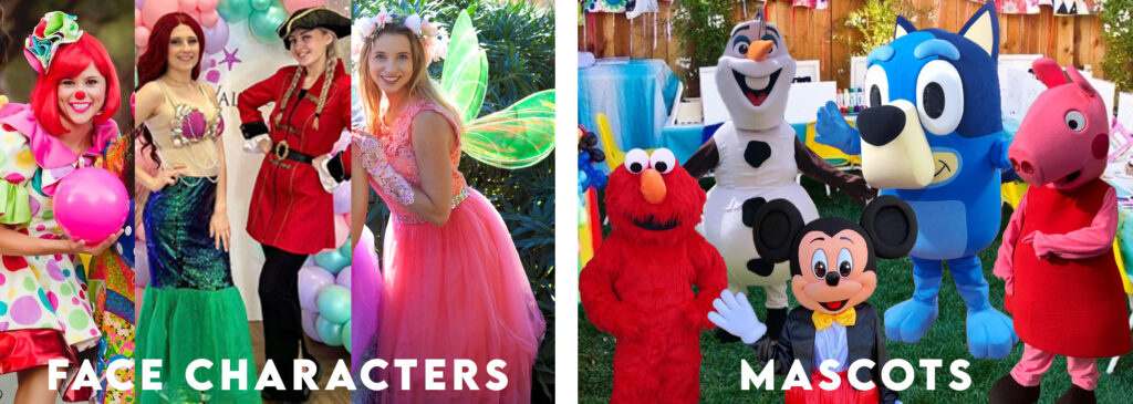 face characters vs mascots for hire for kids parties NH MA